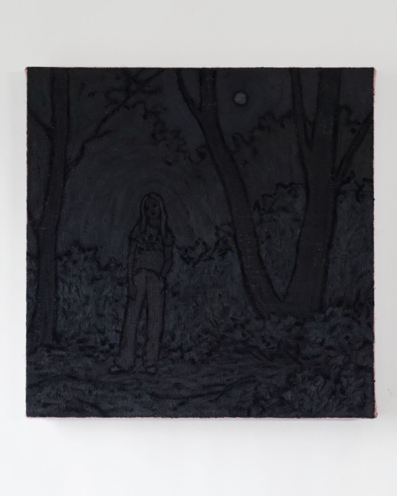 The Dreamer Oil and Acrylic on Burlap 16" x 16" 2025